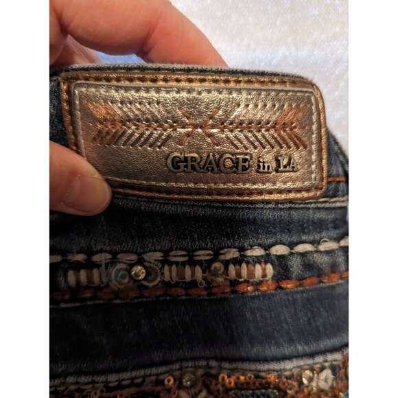 Grace in LA Women's Embroidered Bootcut Jeans Size 26 Back Pocket Designed - Picture 3 of 14